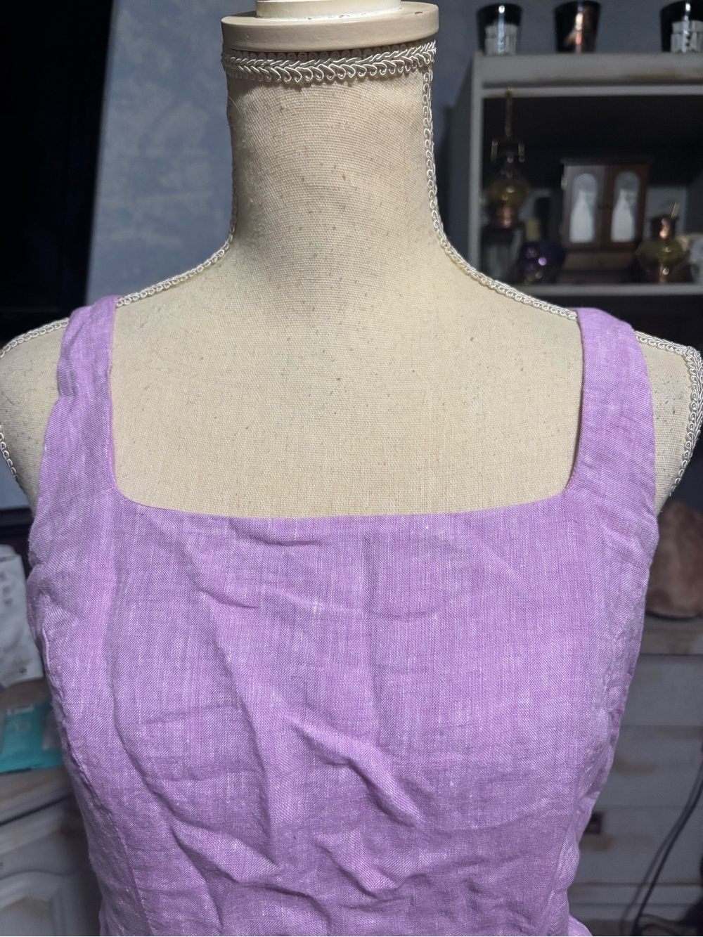 Talbots Petite 100% Linen Lilac Wrap-Style Midi Dress 2P - Picture 3 of 13